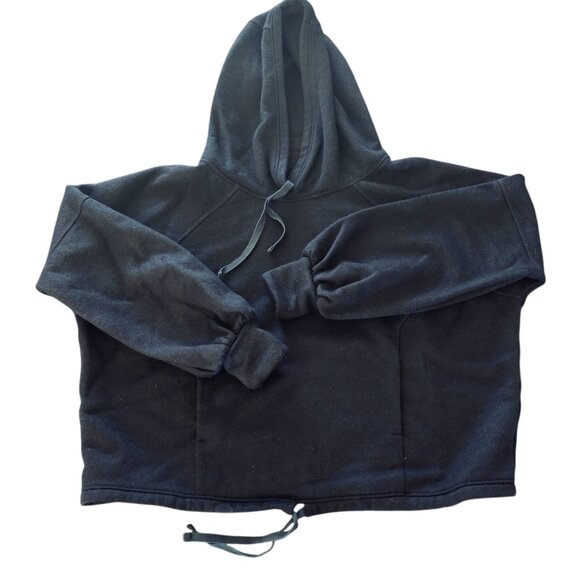 Sustainable prAna Recycled Wool Blend Hoodie Cropped Navy Blue - Picture 1 of 3